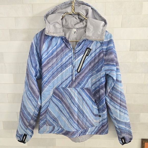 Burton Tops - Burton Cabin Women's Reversible Insulated Nylon Quilted Pullover Blue Gray Small